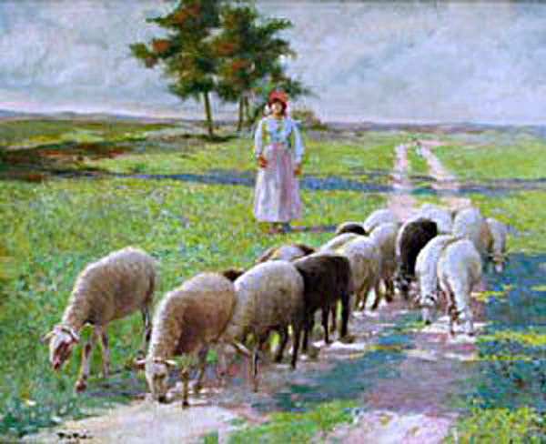 Alberto Pla Y Rubio Ovejas - Hand Painted Oil Painting