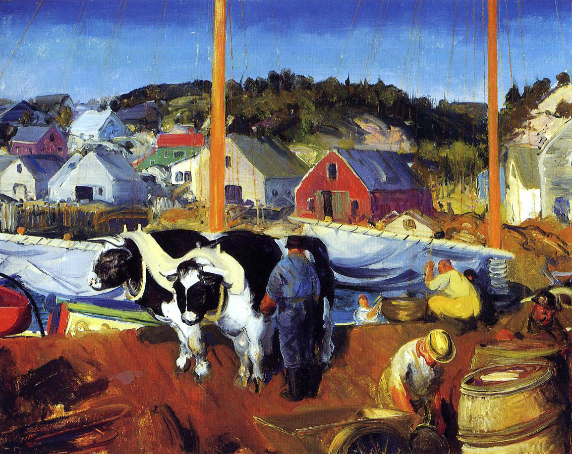George Wesley Bellows An Ox Team, Wharf at Matinicus - Hand Painted Oil Painting