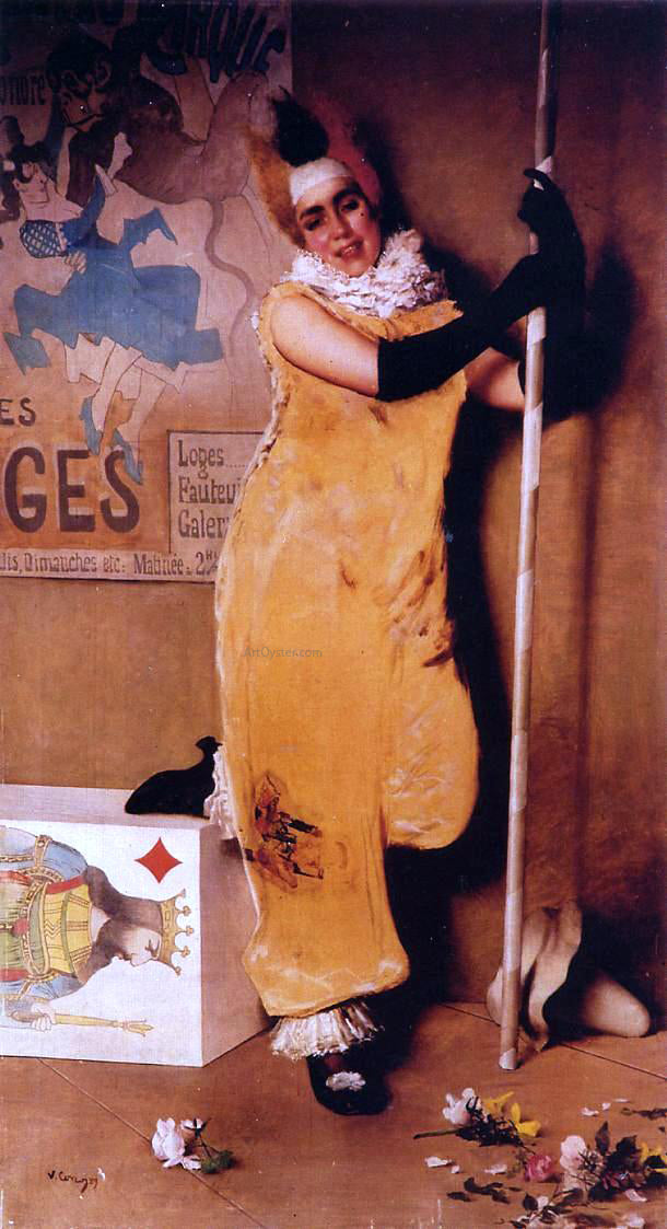 Vittorio Matteo Corcos Pagliaccia - Hand Painted Oil Painting