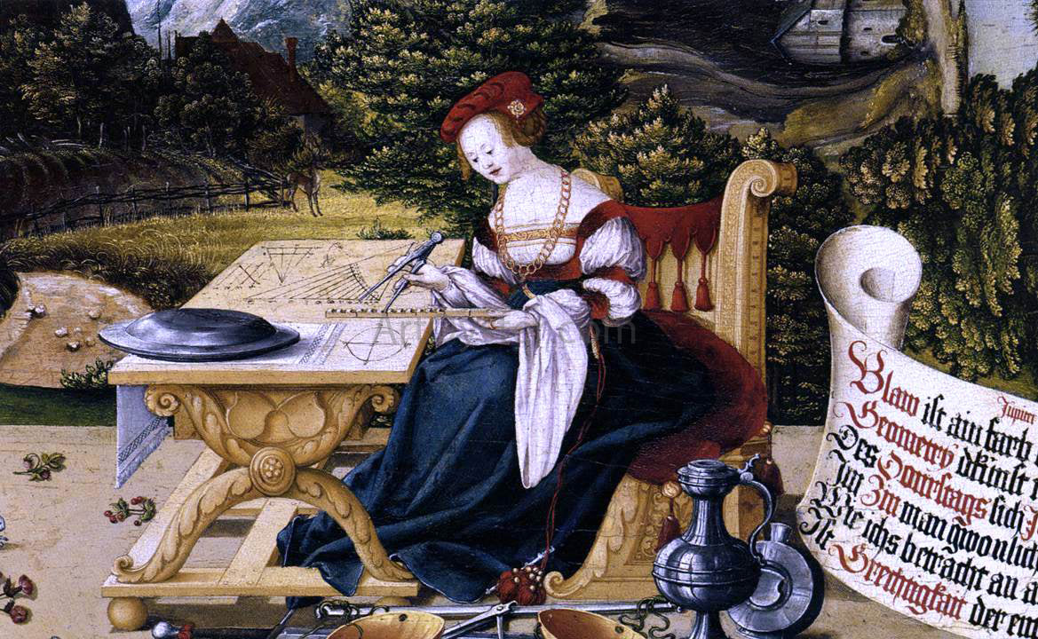 Martin Schaffner Painted tabletop for Erasmus Stedelin (detail) - Hand Painted Oil Painting