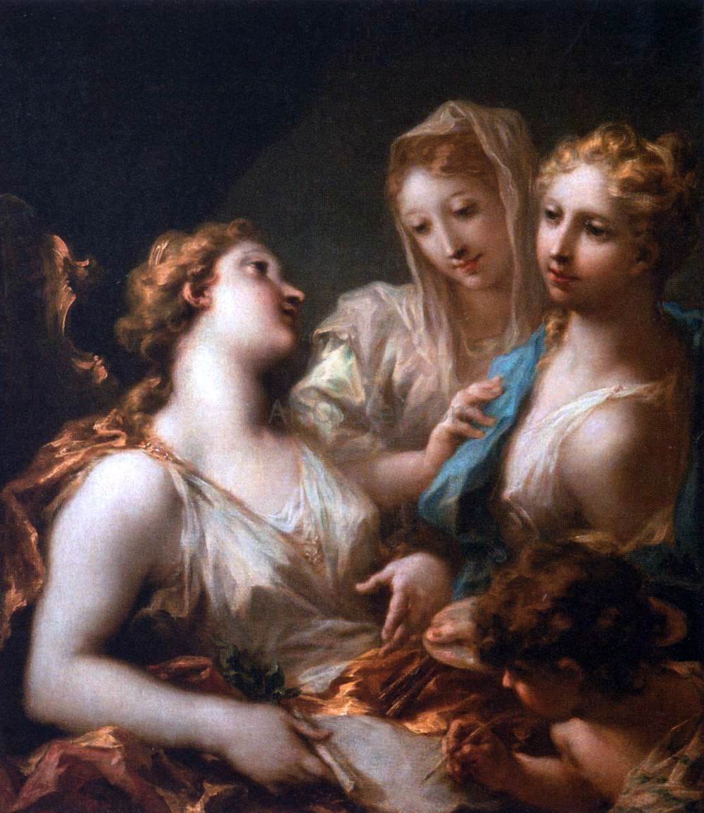 Giovanni Antonio Pellegrini Painting and Drawing Instructing Love - Hand Painted Oil Painting