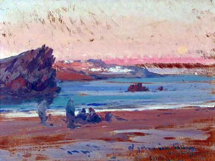 Eliseo Meifren I Roig Paisaje de Costa - Hand Painted Oil Painting