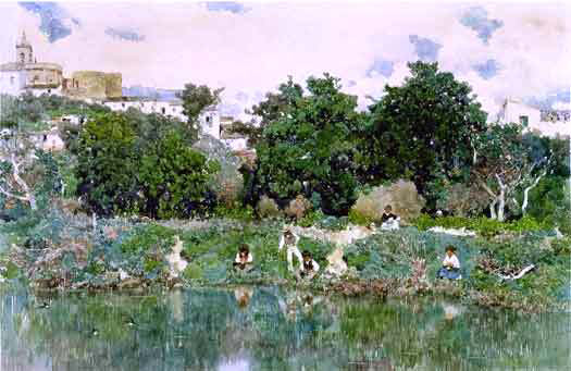 Martin Rico Y Ortega Paisaje Verde - Hand Painted Oil Painting