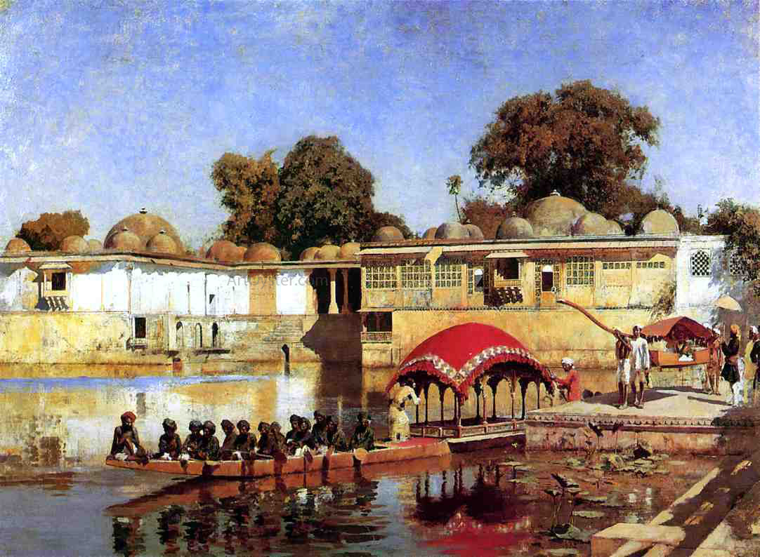 Edwin Lord Weeks Palace and Lake at Sarket-Ahmedabad, India - Hand Painted Oil Painting