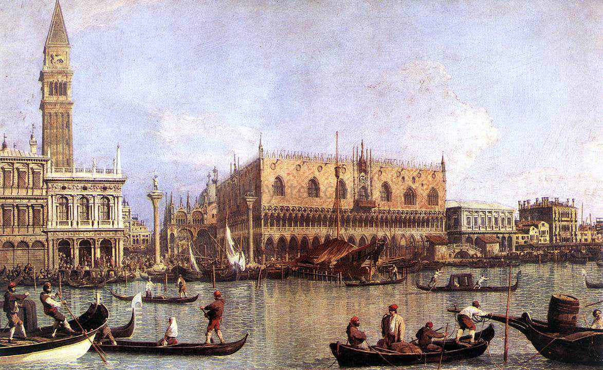 Canaletto Palazzo Ducale and the Piazza di San Marco - Hand Painted Oil Painting