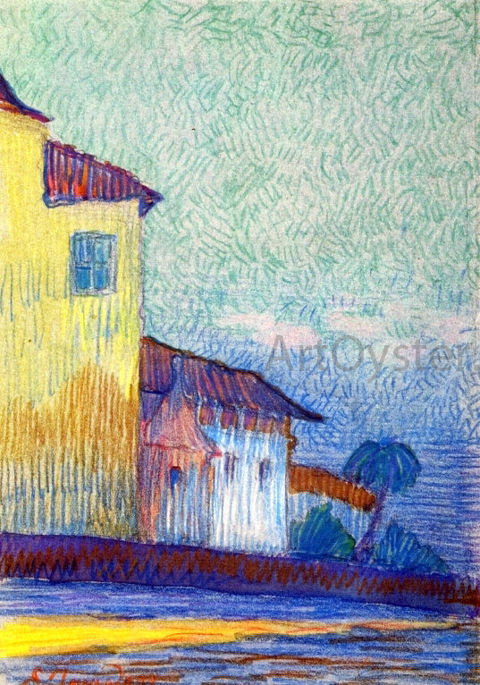 Emile Jourdan Palm Tree in Brittany - Hand Painted Oil Painting