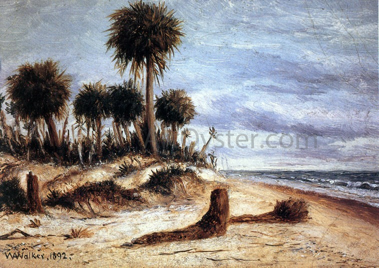 William Aiken Walker Palm Trees on the Beach at Fort Walton - Hand Painted Oil Painting