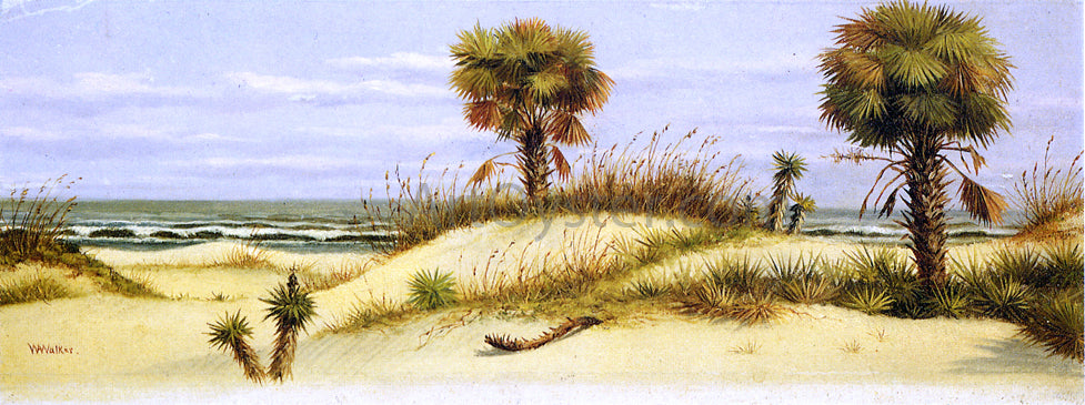 William Aiken Walker Palms at Ponce Park, Florida - Hand Painted Oil Painting