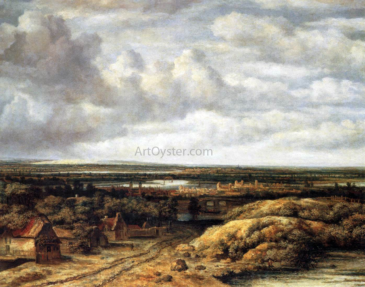 Philips Koninck Panorama with Farmhouses along a Road - Hand Painted Oil Painting