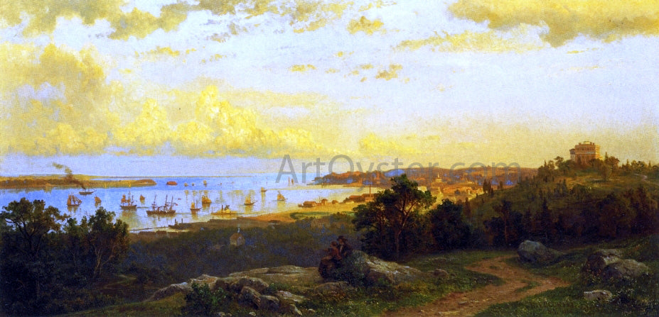 Hermann Fuechsel Panoramic River View - Hand Painted Oil Painting