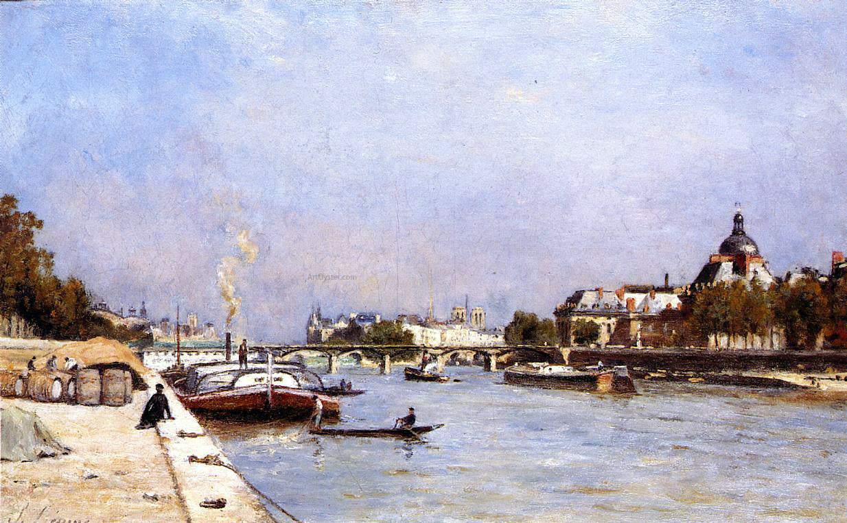 Stanislas Lepine Paris, the Pont des Arts - Hand Painted Oil Painting