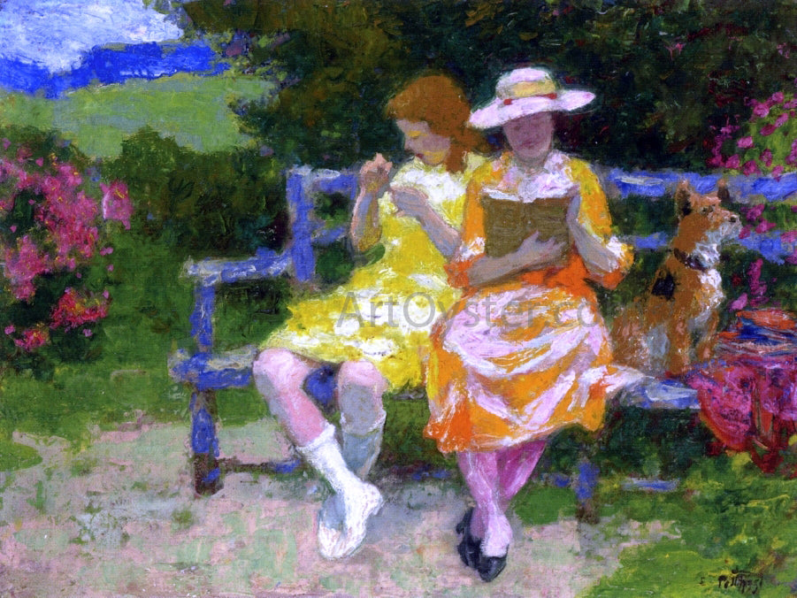 Edward Potthast A Park Bench - Hand Painted Oil Painting