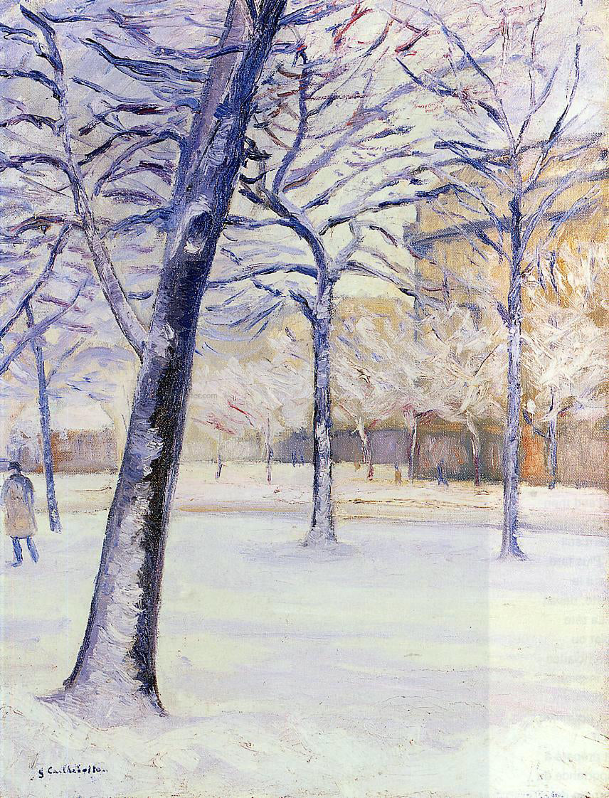 Gustave Caillebotte Park in the Snow, Paris - Hand Painted Oil Painting