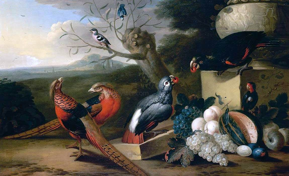 Tobias Stranover Parkland Setting with Birds - Hand Painted Oil Painting