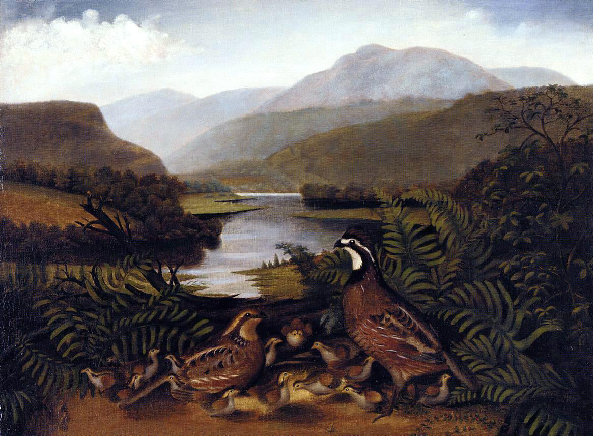 Rubens Peale Partridges in a Landscape - Hand Painted Oil Painting