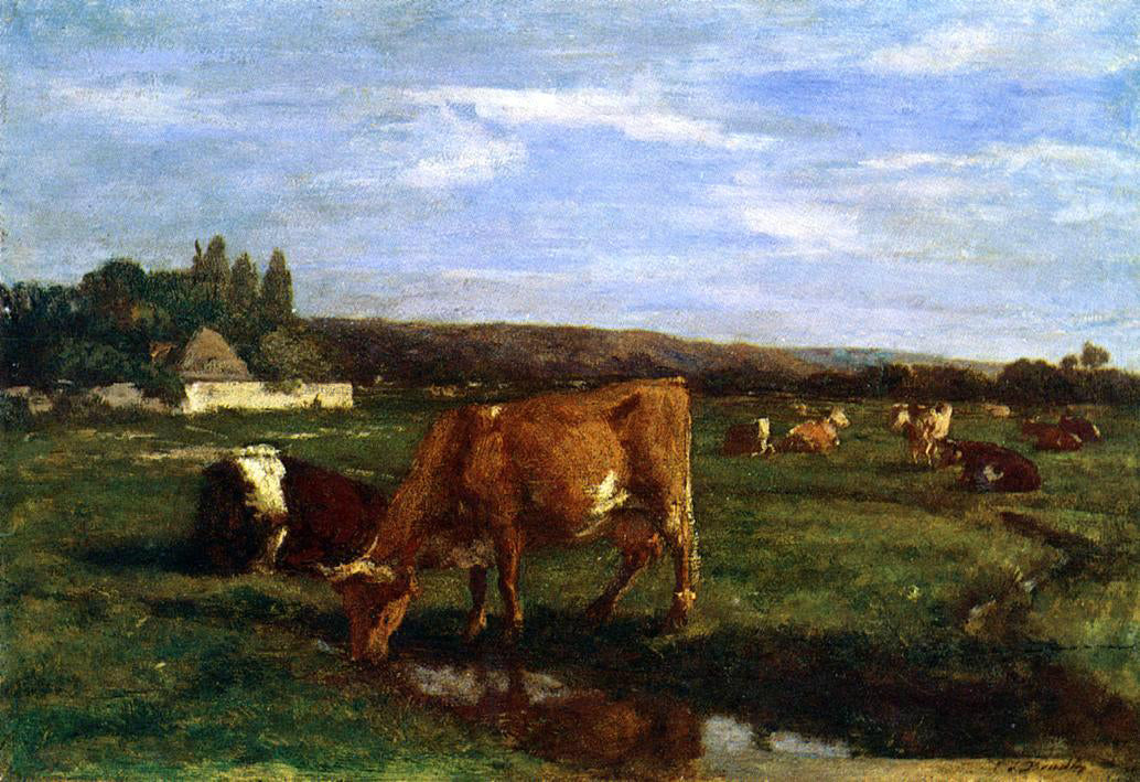 Eugene-Louis Boudin A Pasture in the Touques Valley - Hand Painted Oil Painting