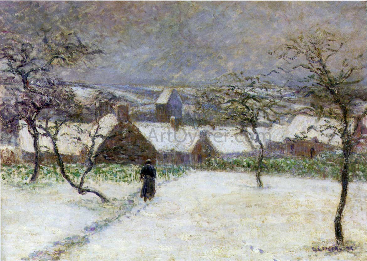 Gustave Loiseau Path in the Snow - Hand Painted Oil Painting