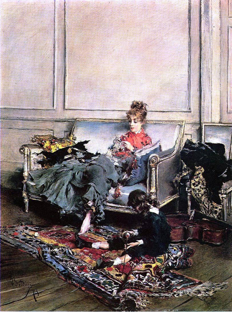 Giovanni Boldini Peaceful Days (also known as The Music Lesson) - Hand Painted Oil Painting