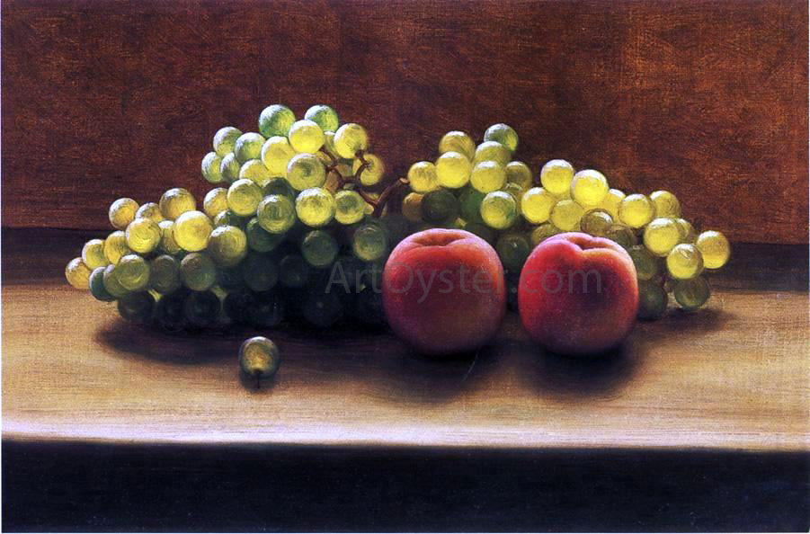 George Henry Hall Peaches and Grapes on a Tabletop - Hand Painted Oil Painting