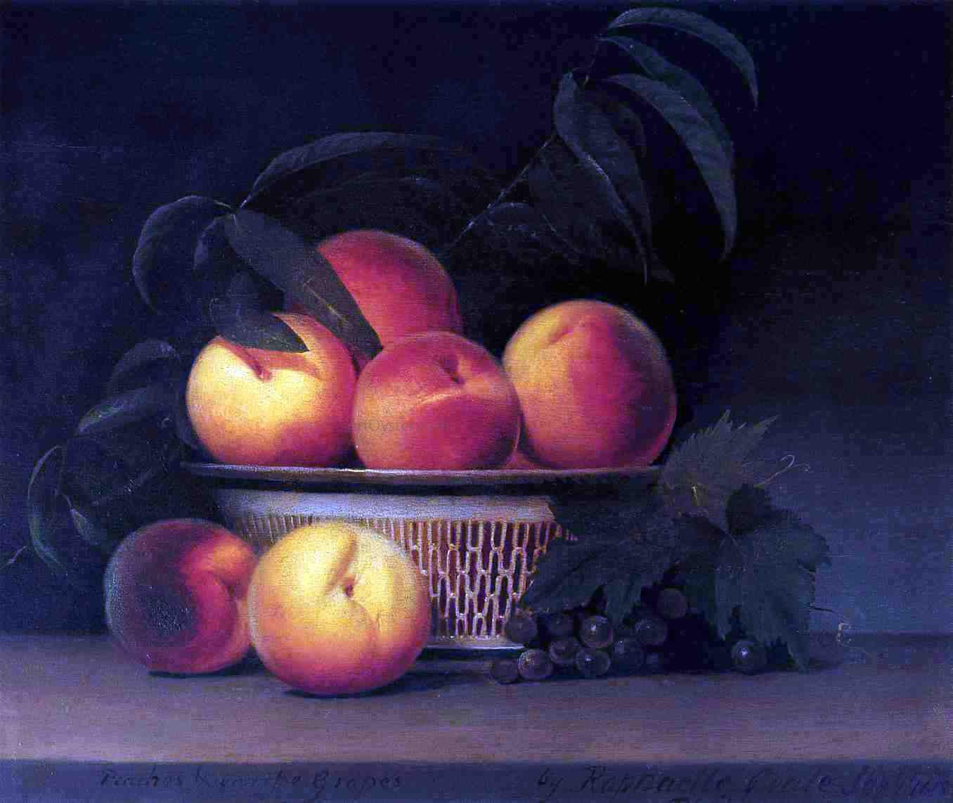 Raphaelle Peale Peaches and Unripe Grapes - Hand Painted Oil Painting