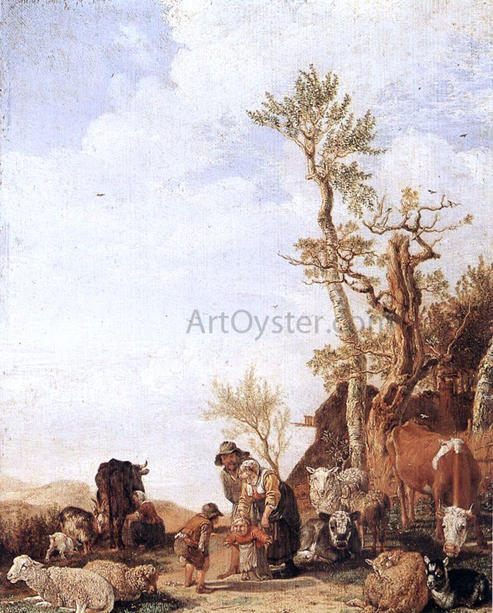 Paulus Potter Peasant Family with Animals - Hand Painted Oil Painting