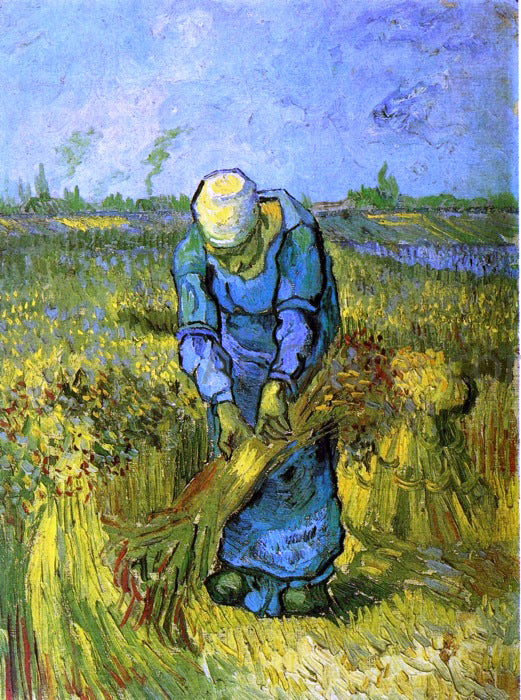 Vincent Van Gogh Peasant Woman Binding Sheaves (after Milleet) - Hand Painted Oil Painting