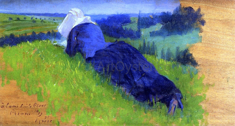 Henri Edmond Cross Peasant Woman Stretched Out on the Grass - Hand Painted Oil Painting