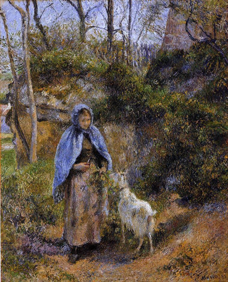 Camille Pissarro Peasant Woman with a Goat - Hand Painted Oil Painting