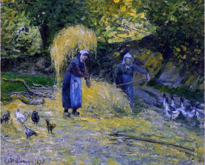 Camille Pissarro Peasants Carrying Straw, Montfoucault - Hand Painted Oil Painting
