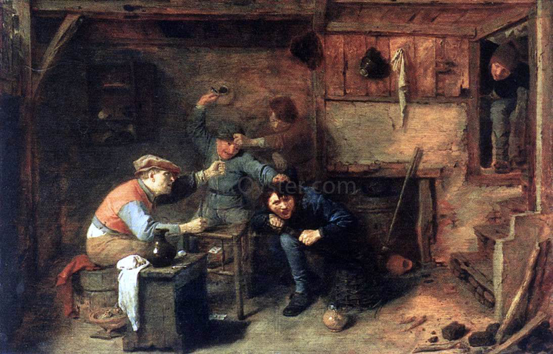 Adriaen Brouwer Peasants Fighting - Hand Painted Oil Painting