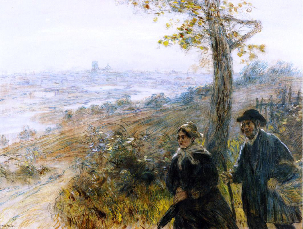 Jean-Francois Raffaelli Peasants Going to Town - Hand Painted Oil Painting