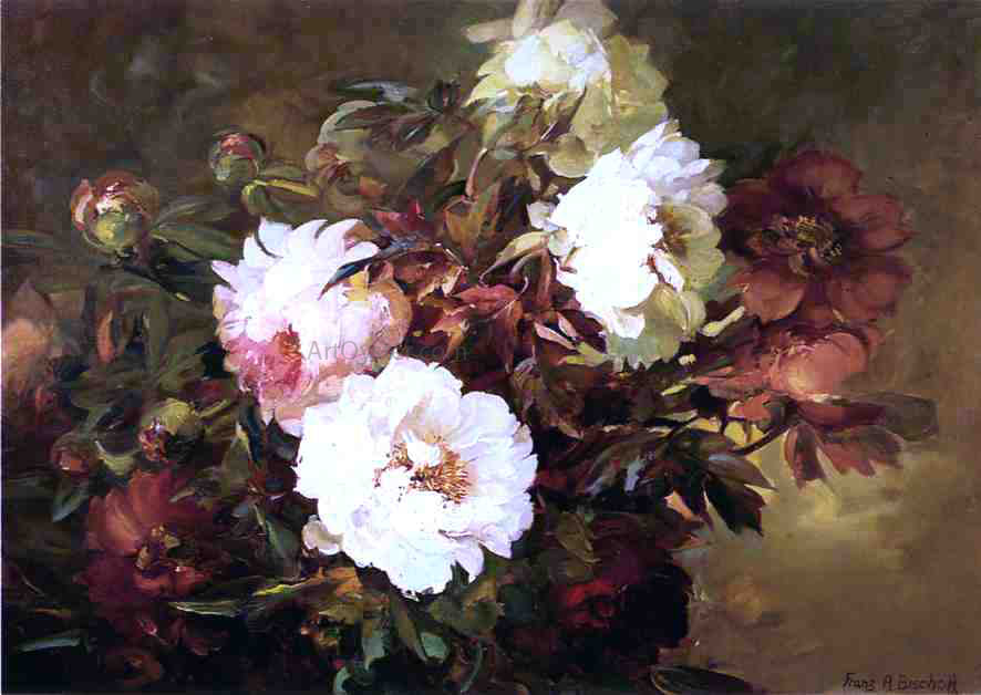 Franz Bischoff Peonies - Hand Painted Oil Painting