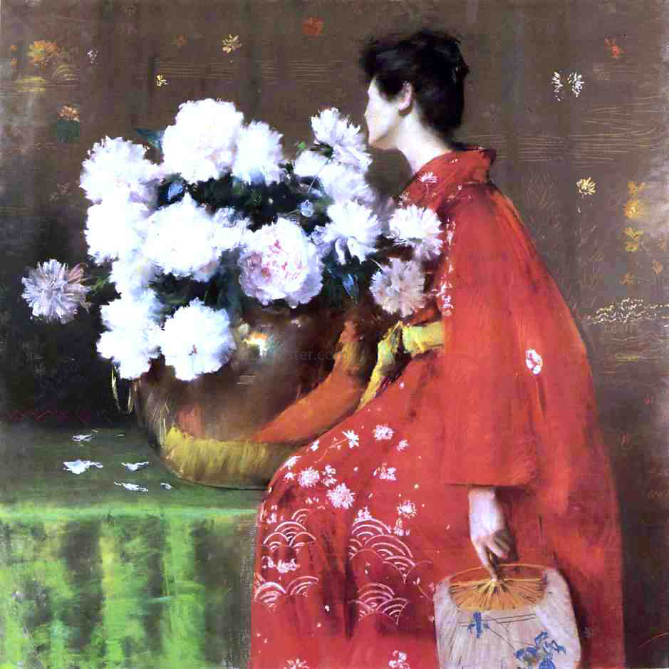 William Merritt Chase Peonies - Hand Painted Oil Painting