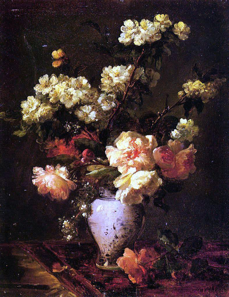 Antoine Vollon Peonies and Apple Blossoms in a Chinese Vase - Hand Painted Oil Painting