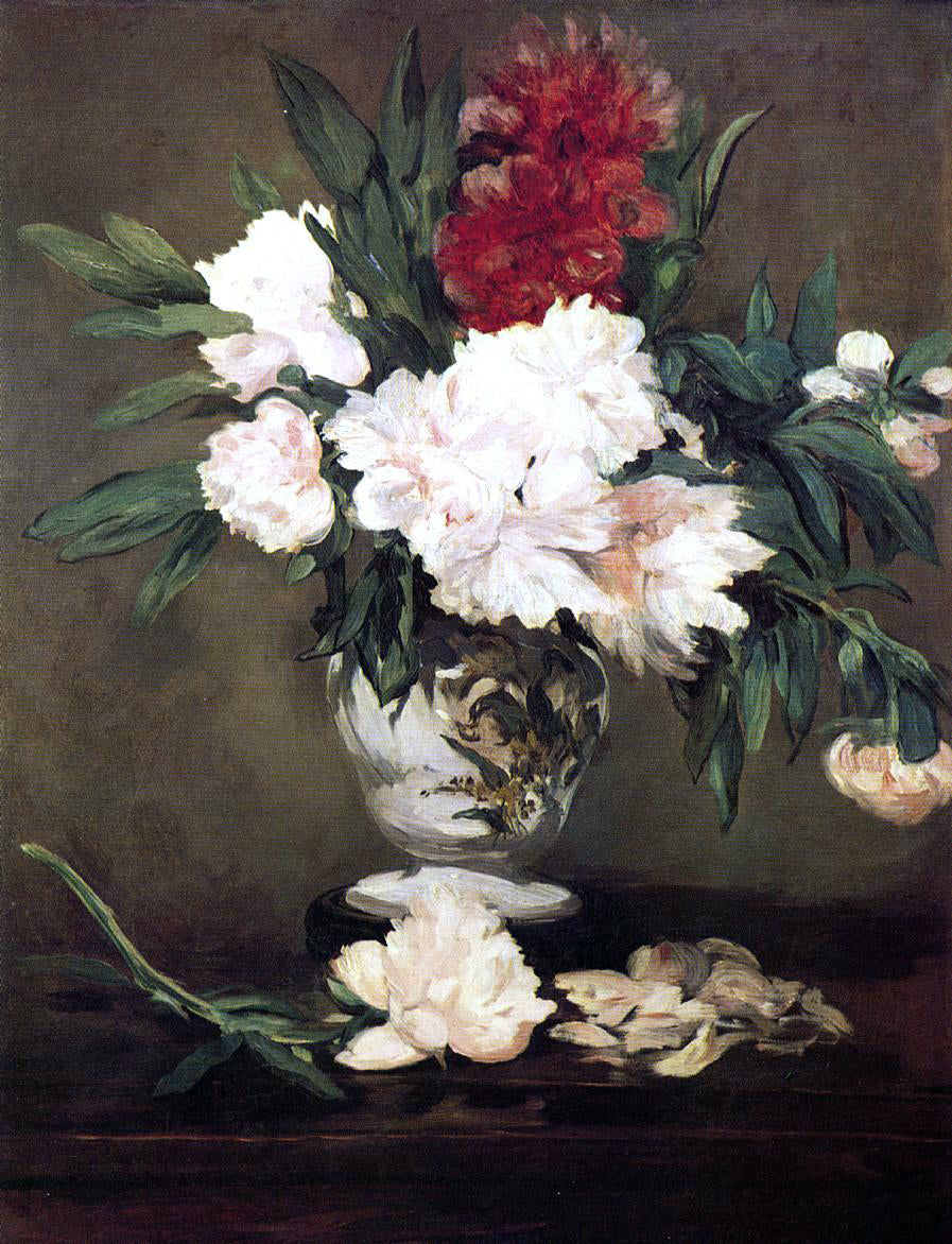 Edouard Manet Peonies in a Vase on a Stand - Hand Painted Oil Painting
