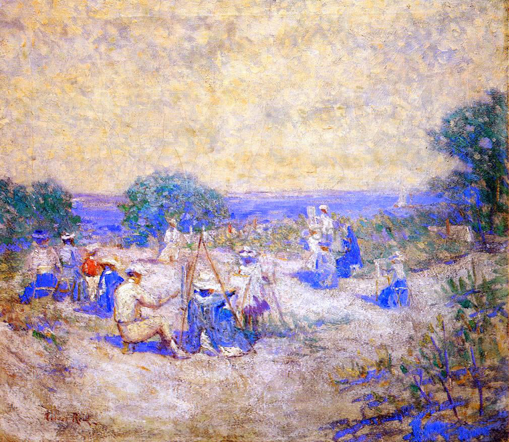 Robert Lewis Reid People Sketching by the Shore - Hand Painted Oil Painting