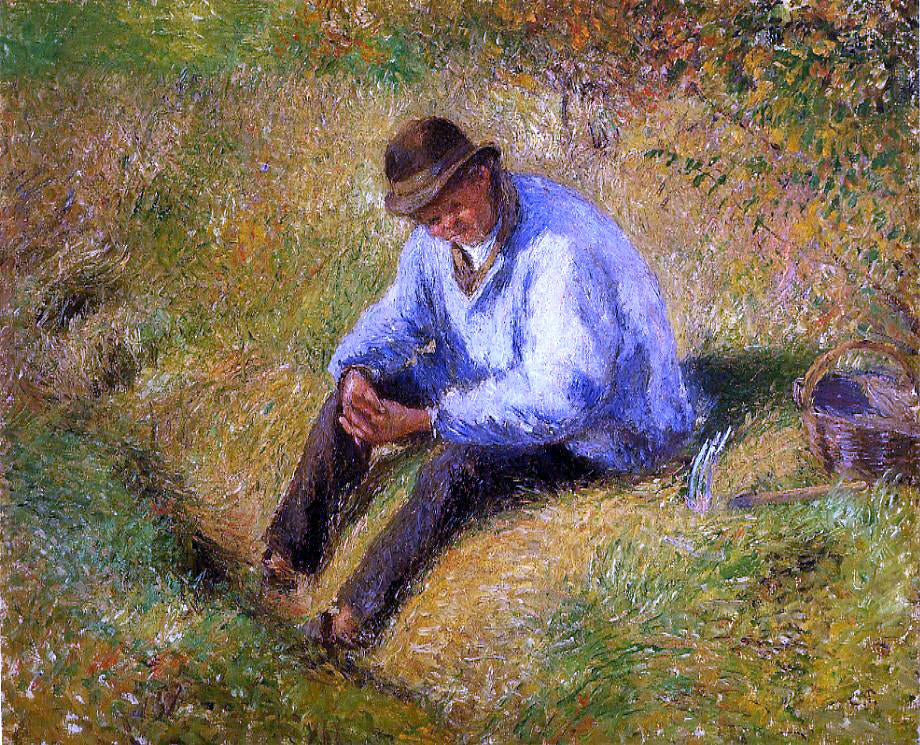 Camille Pissarro Pere Melon Resting - Hand Painted Oil Painting