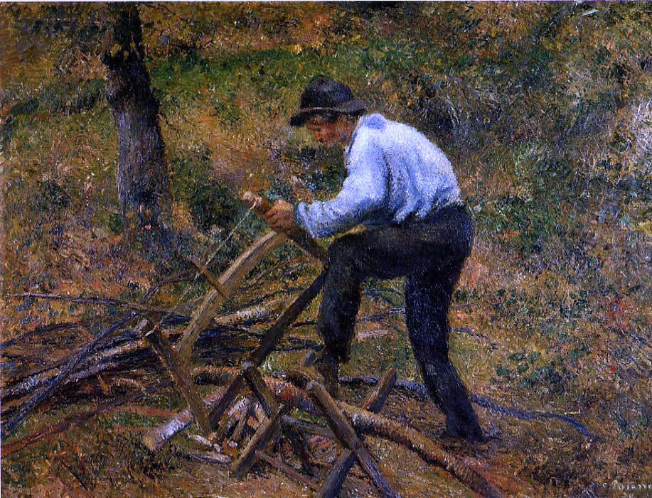 Camille Pissarro Pere Melon Sawing Wood - Hand Painted Oil Painting