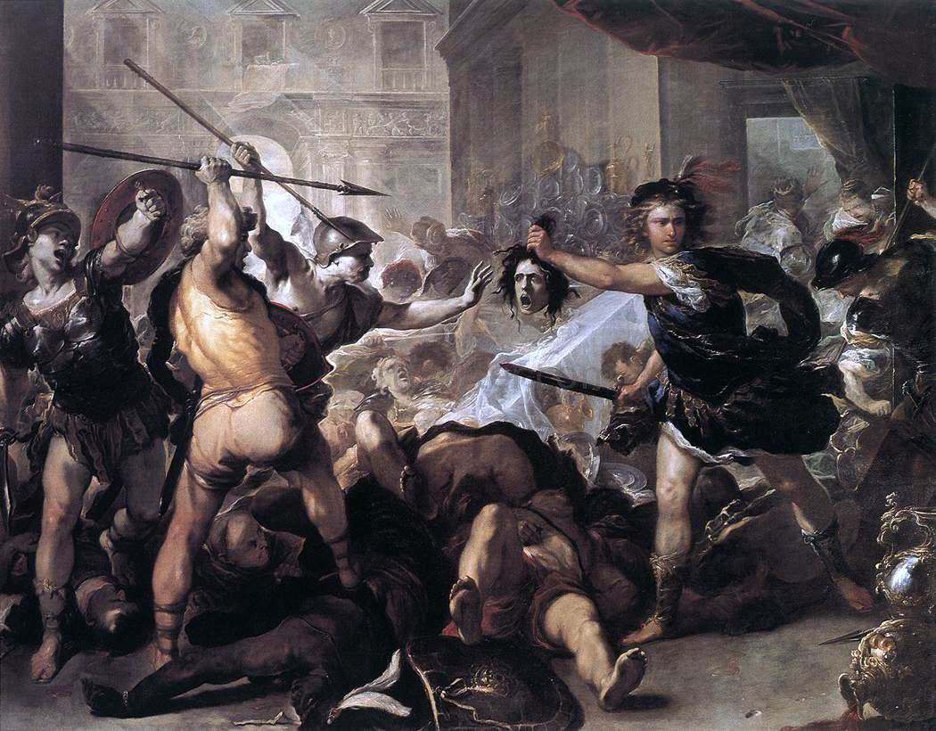  Luca Giordano Perseus Fighting Phineus and his Companions - Hand Painted Oil Painting