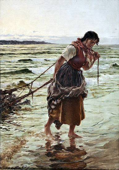 Juan Martinez Abades Pescadora - Hand Painted Oil Painting