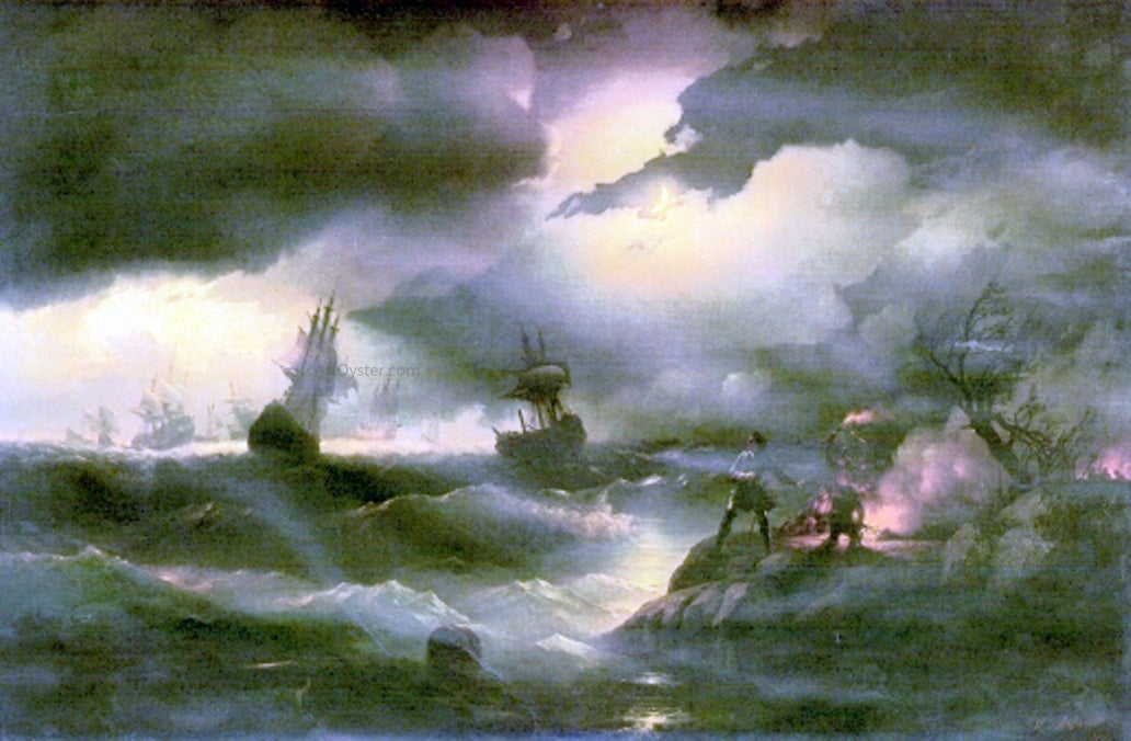  Ivan Constantinovich Aivazovsky Peter the First to Light out a Watch-Fire - Hand Painted Oil Painting