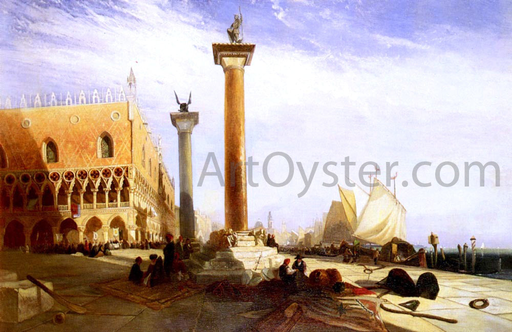  William James Muller Piazetta And The Doge's Palace, Venice - Hand Painted Oil Painting