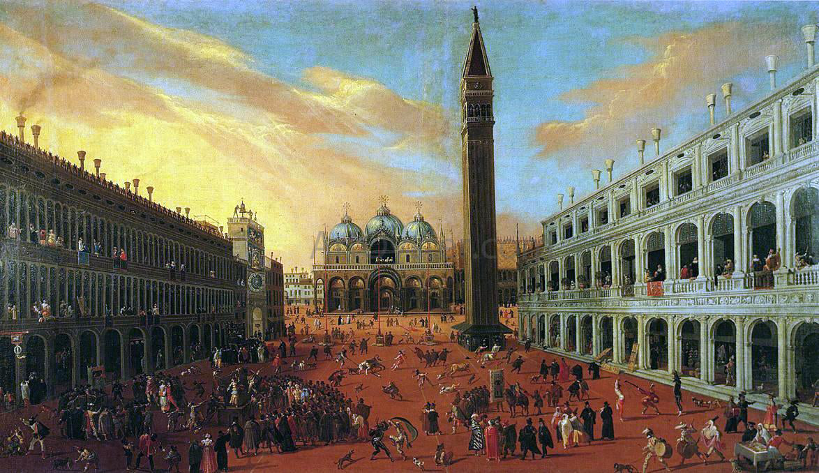 The Younger Joseph Heintz Piazza San Marco at Carnival Time - Hand Painted Oil Painting