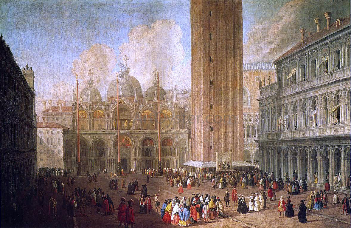 Luca Carlevaris Piazza San Marco, Looking East - Hand Painted Oil Painting