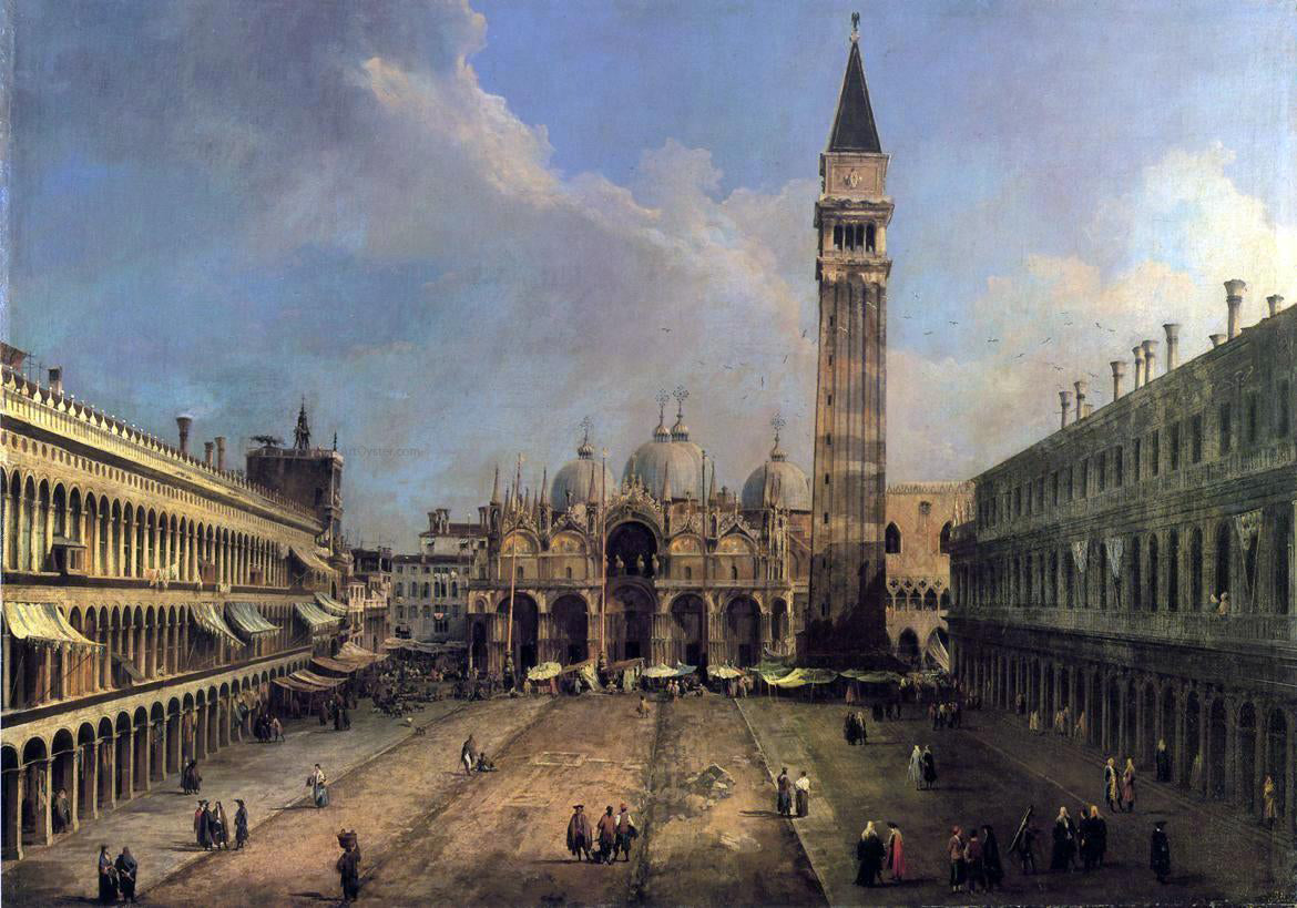 Canaletto Piazza San Marco: Looking East along the Central Line - Hand Painted Oil Painting