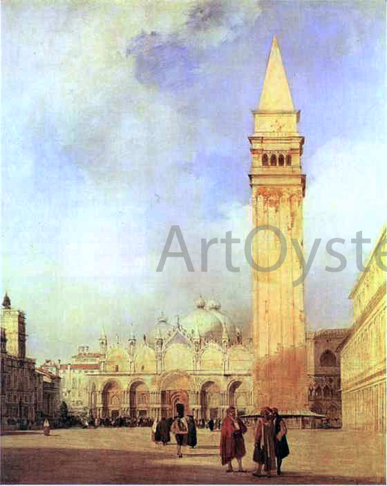  Richard Parkes Bonington Piazza San Marco, Venice - Hand Painted Oil Painting