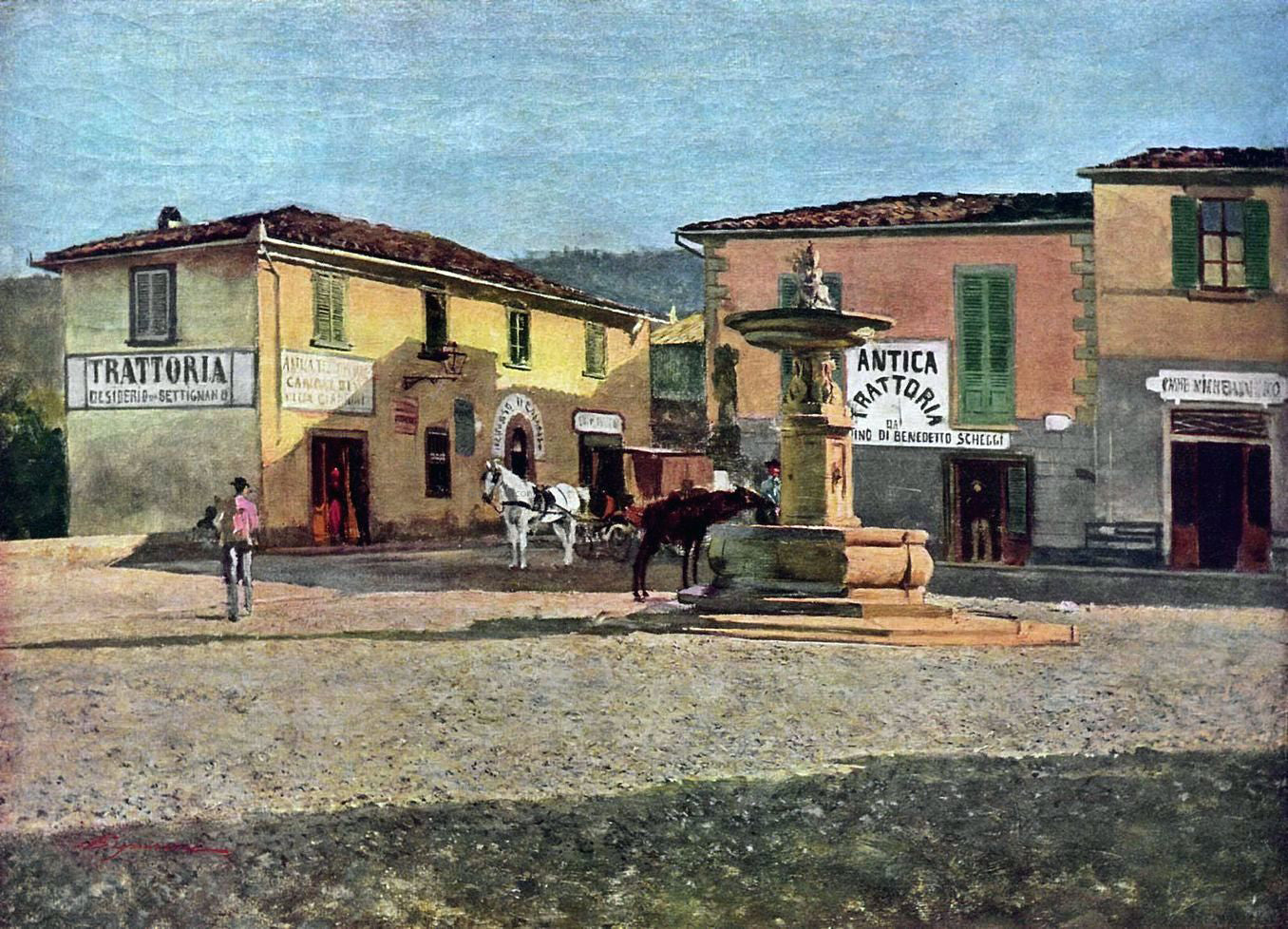 Telemaco Signorini Piazzetta a Settignano - Hand Painted Oil Painting