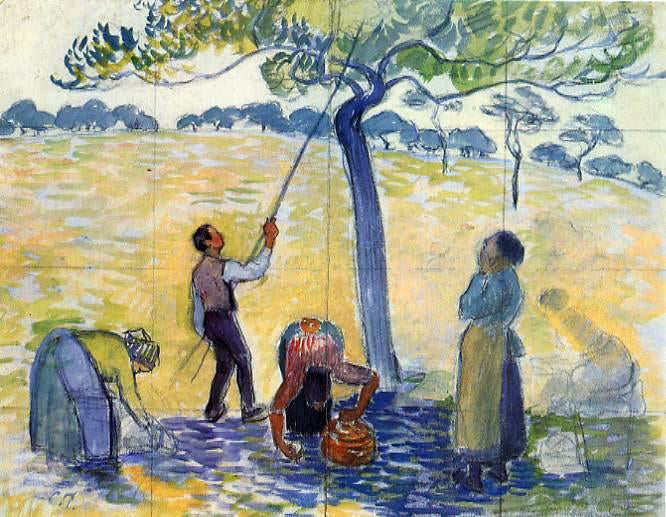 Camille Pissarro Picking Apples - Hand Painted Oil Painting
