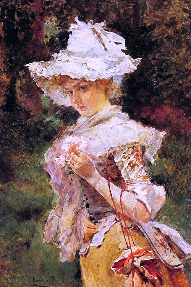 Emilio Sala y Frances Picking Flowers - Hand Painted Oil Painting