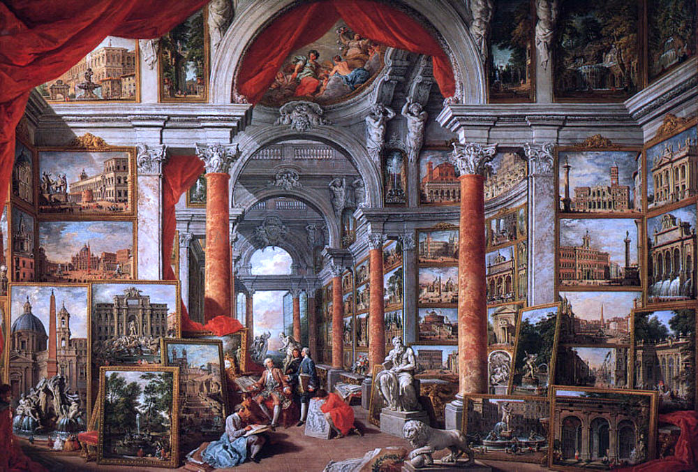 Giovanni Paolo Pannini Picture Gallery with Views of Modern Rome - Hand Painted Oil Painting